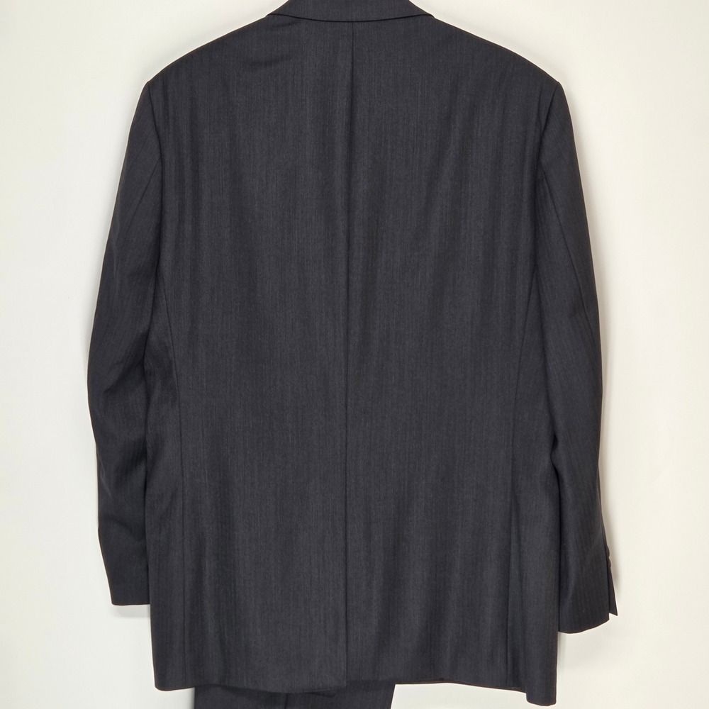 Lauren Ralph Lauren 42R 36W Charcoal Herringbone Wool Suit 2-Button Notch Lapel - Picture 6 of 16